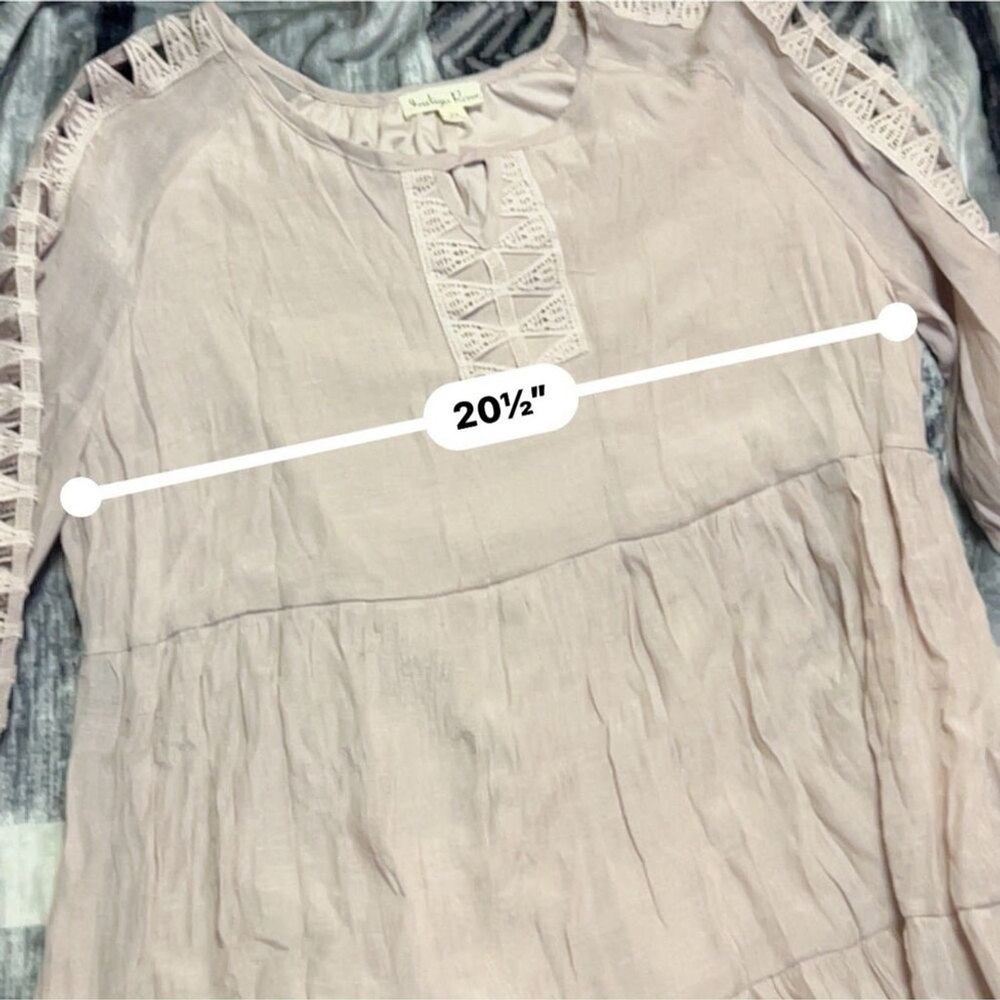 Indigo Rose Beige 2X Bohemian Lined Dress - Picture 8 of 9